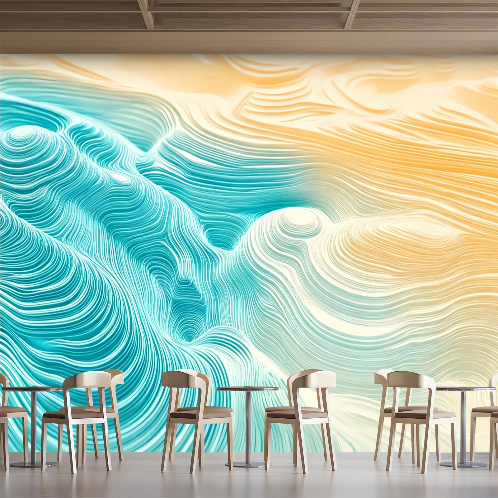 Carta da parati effetto 3D Astratto Moderno 366x 254 cm Murale Non Tessuto Blu Giallo Fotomurale Stampa HD Moderna Poster Per Soggiorno E Camera Da Letto Design 1M3862