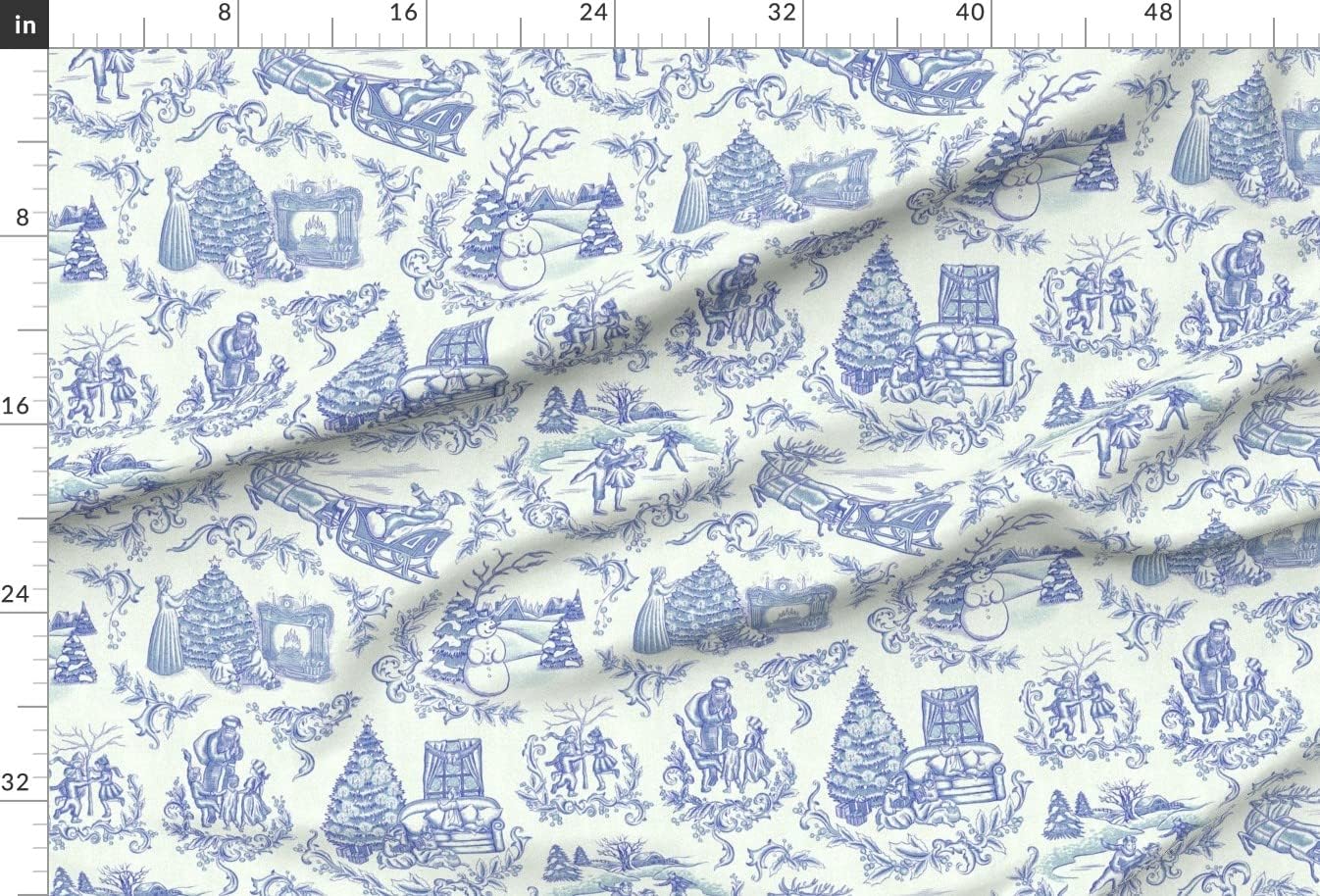 Spoonflower Fabric - Santa Claus Holiday Toile Victorian Style Vintage Traditional Winter Printed on Minky Fabric by The Yard - Sewing Baby Blankets Quilt Backing Plush