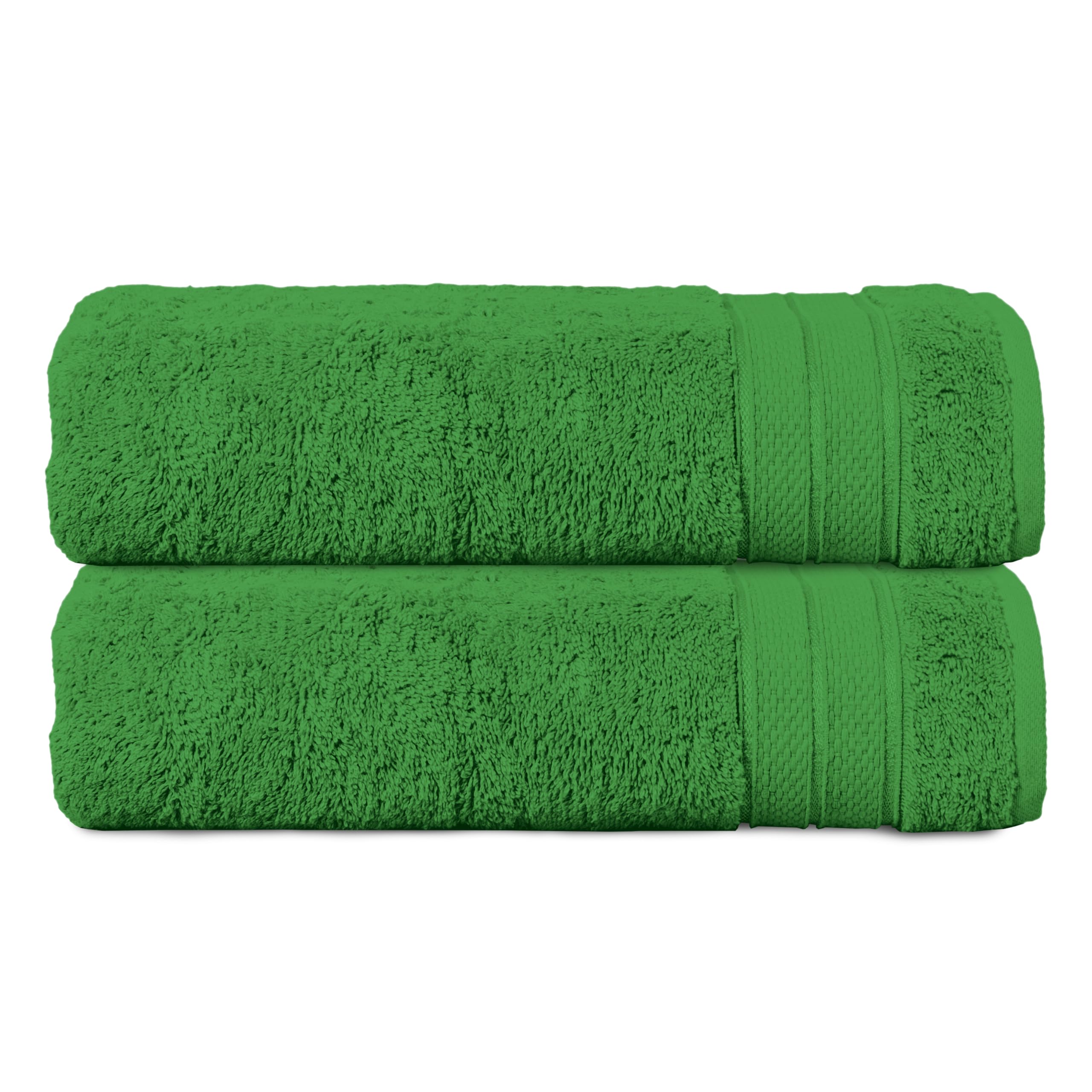 Elegant Comfort Three Line Popcorn Towel Set for Bathroom 27 x 54 inches, Premium Hotel Quality 2-PACK Bath Towels, 100% Turkish Cotton, Soft and Durable, Quick Dry and Highly Absorbent, Emerald Green