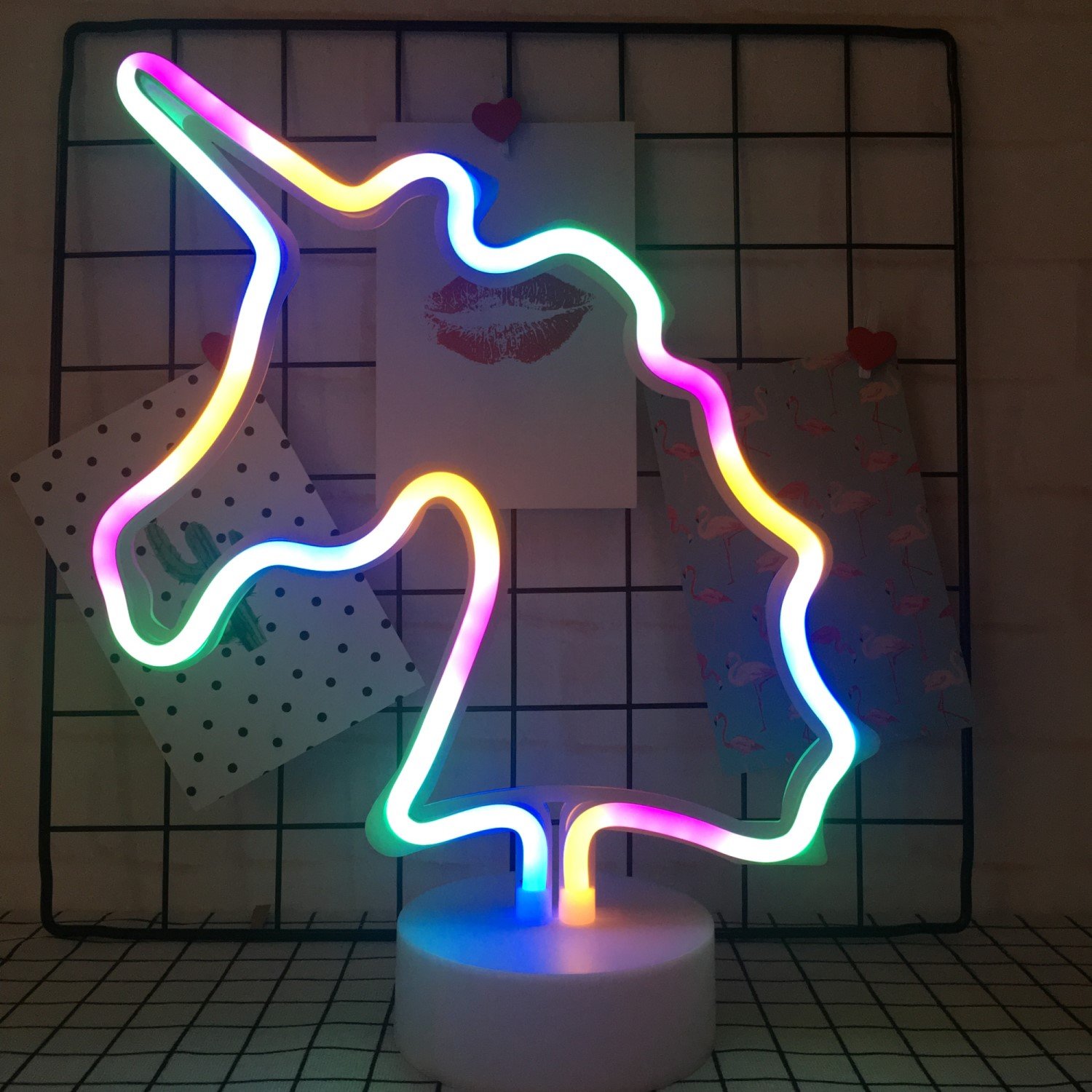 Fantes Decorative LED Neon Night Light Battery Operated for Living Room Bedroom Home Wedding Party Christmas Kids Toys Birthday Gift Festival (Multi-Unicorn)
