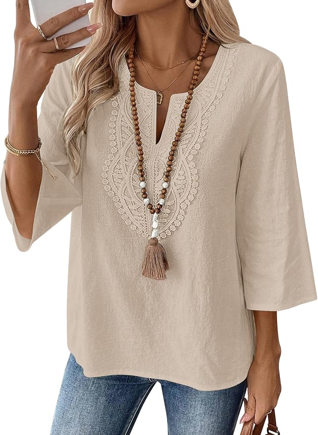 Womens Casual 3/4 Sleeve Blouse