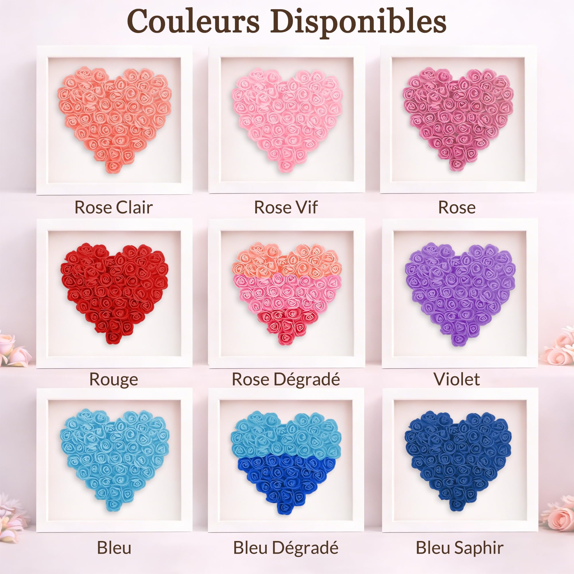 BEXOA Cadeau Fête des Mères Personnalisé, Boîte à Fleurs Cœur avec 2-6 Prénoms, Cadeau pour Maman et Grand-Mère (Style 1)