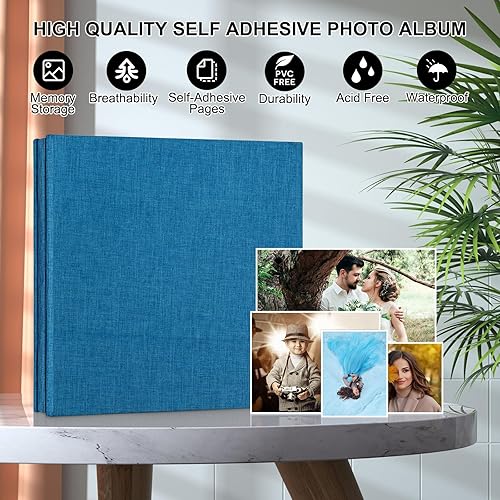 Miniatura 2 de AIOR Álbum de fotos autoadhesivo para fotos de 4 x 6, 5 x 7, 6 x 8, 8 x 10 pulgadas, álbum de recortes de fotos de lino de tapa dura, 40 páginas con