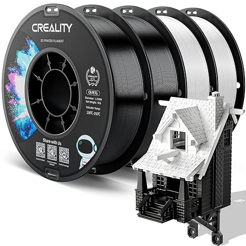 Official Creality PETG 3D Printer Filament 1.75mm 4KG (8.8lbs), High Precision, Strong Toughness, Odorless, Better Flow, Moistureproof 3D Printing CR PETG Filament, Black+Black+White+White - Petg-4kg Black+black+white+white