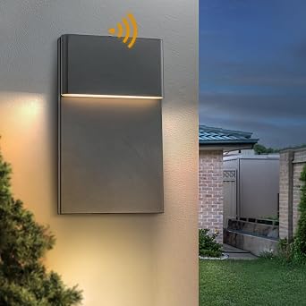 ALOADECOR 1-Light H15 in Modern Simple Sqaure 13W Integrated LED Outdoor Wall Sconce with Dusk to Dawn Sensor in Matte Black for Porch Patio