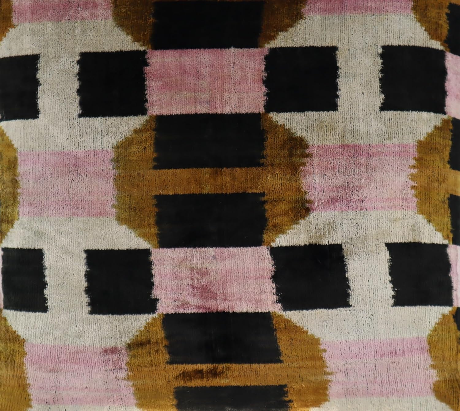 CANVELLO Pink Brown Handmade Exquisite Down Pillow Throw Cushion: Feather Pillows Elegance & Art | Decorative Iconic Throw Pillows with Ikat Design | Soft Velvet Silk (16"x16")