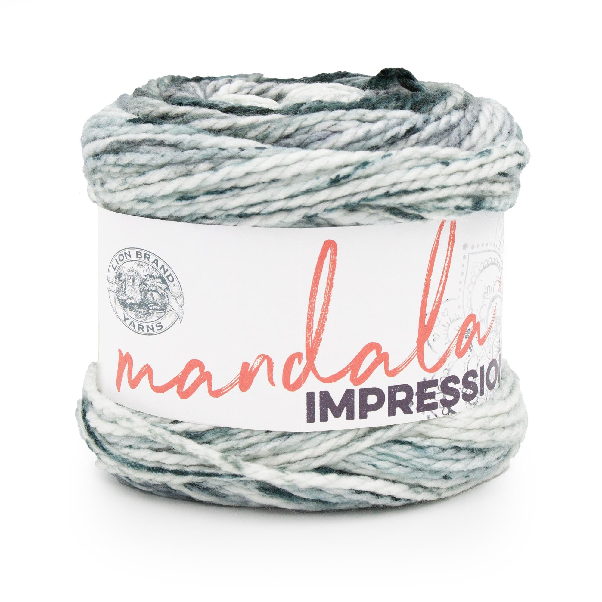 Lion Brand Yarn Mandala Impressions, Multicolor Yarn for Knitting, Crochet and Crafting, Peppery, 1 Pack