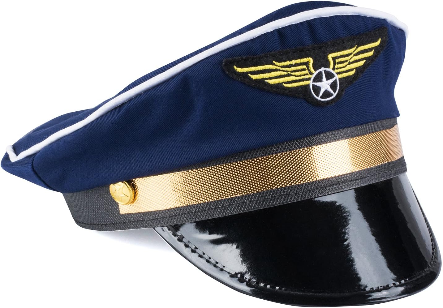 Captain Pilot Hat - Captain Pilot Hat in Dark Blue with Golden Emblem for Costume