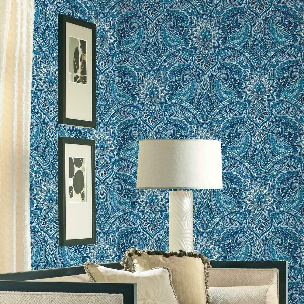 RoomMates Waverly RMK11873WP Swept Away Peel and Stick Wallpaper (20.5 in x 16.5 ft) – Easy Application, No Sticky Residue – Green and Gray