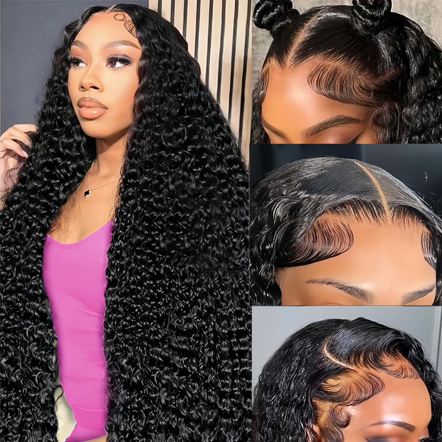 Curly black 13X6 Freepart curly medium Length Wig Amazon.com : Fadaina 13x6 Deep Curly Lace Front Wigs Human  main image 2