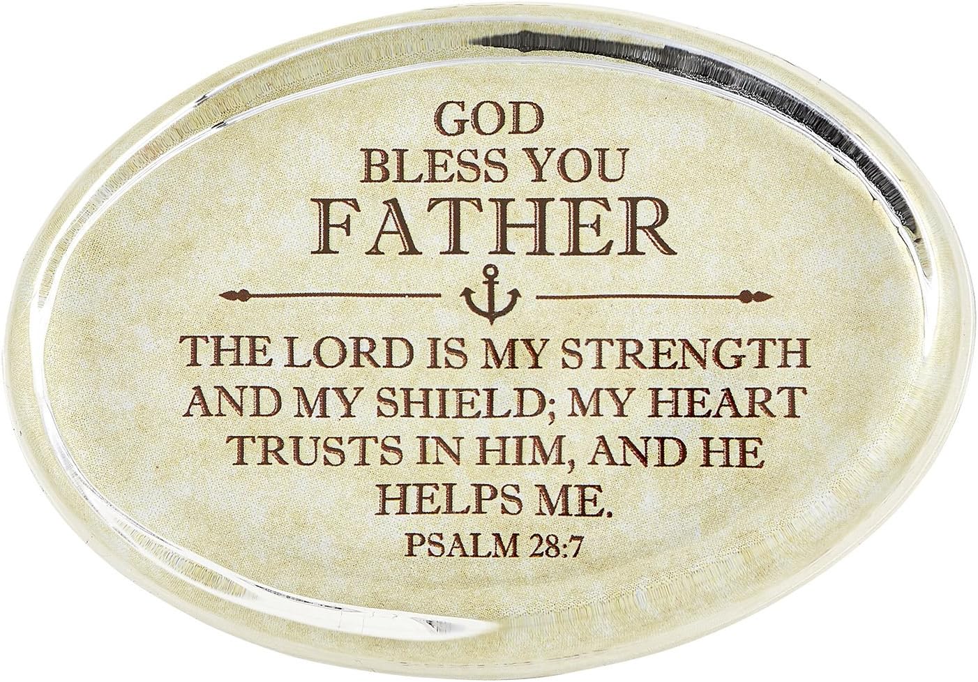 Heartfelt Collection Simply His Glass Plaque Tabletop Sentiment and Verse, 2.5 x 3.5-Inches, Father-Psalm 28:7