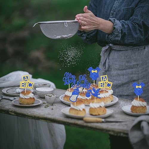 Miniatura 6 de 30 piezas de decoración para cupcakes "It's a Boy" con purpurina para cupcakes con purpurina, para biberón, decoración para revelación de género,