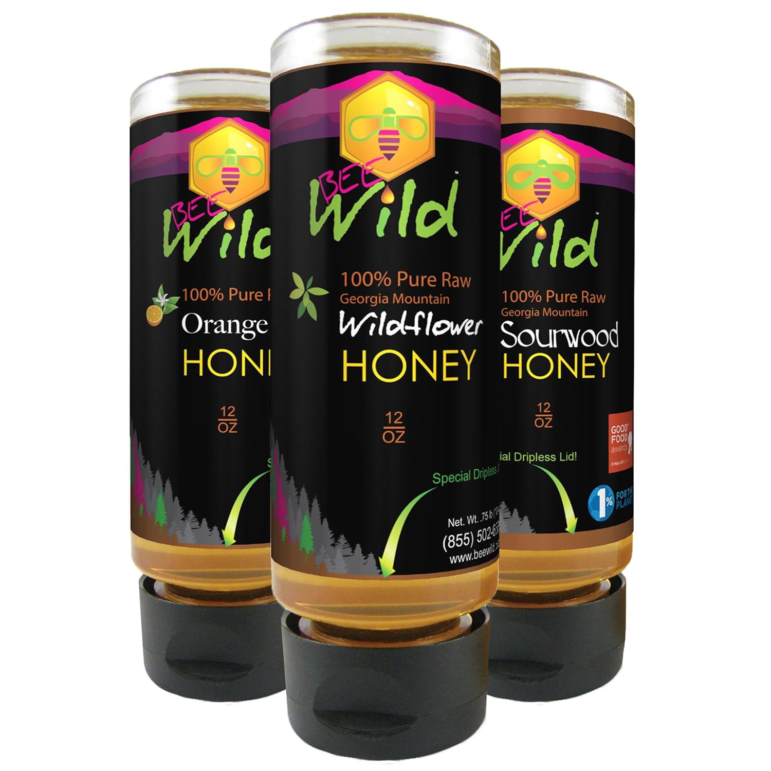 Bee Wild Honey Connoisseur's Tasting Set - Sourwood - Wildflower - Orange Blossom