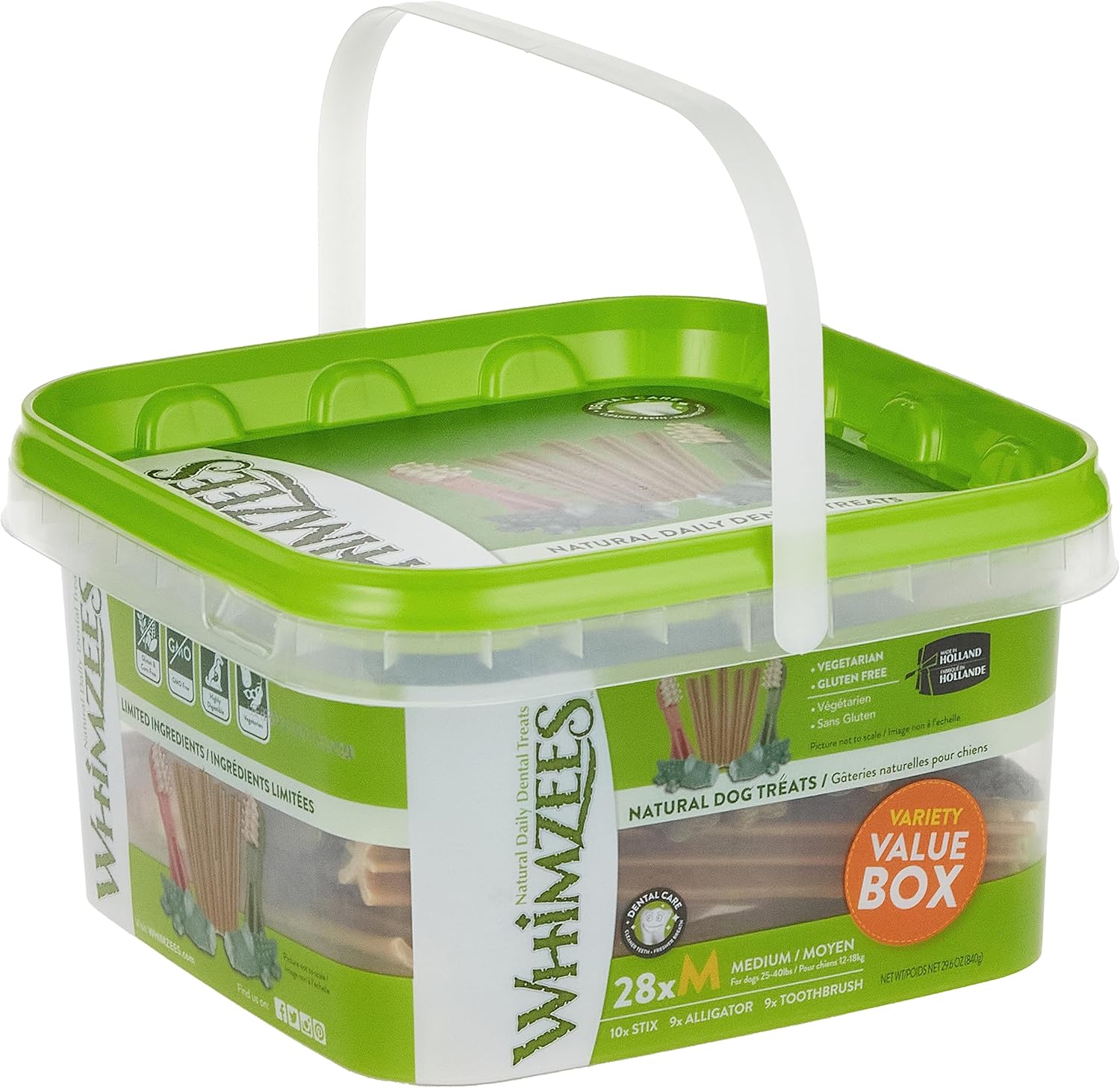 Whimzees Natural Daily Dental Dog Treats Variety Medium Grade, 840 g, Pack of 28 Buy Online at