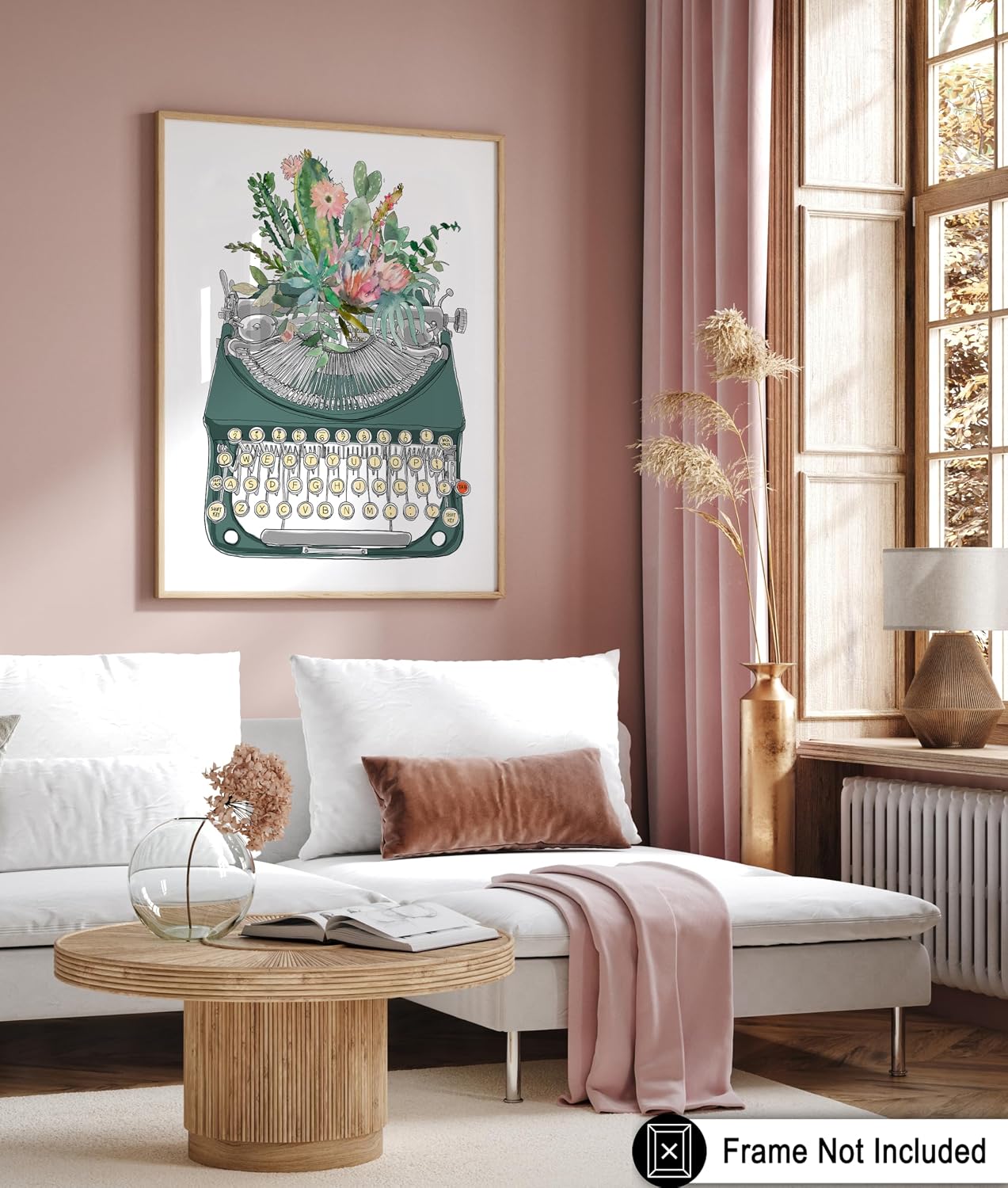 Poster Master Typewriter Poster - Floral Typewriter Print - Flower Art - Cactus Art - Gift for Men, Women & Students - Minimal Decor for Bedroom, Living Room, Dorm or Office - 8x10 UNFRAMED Wall Art