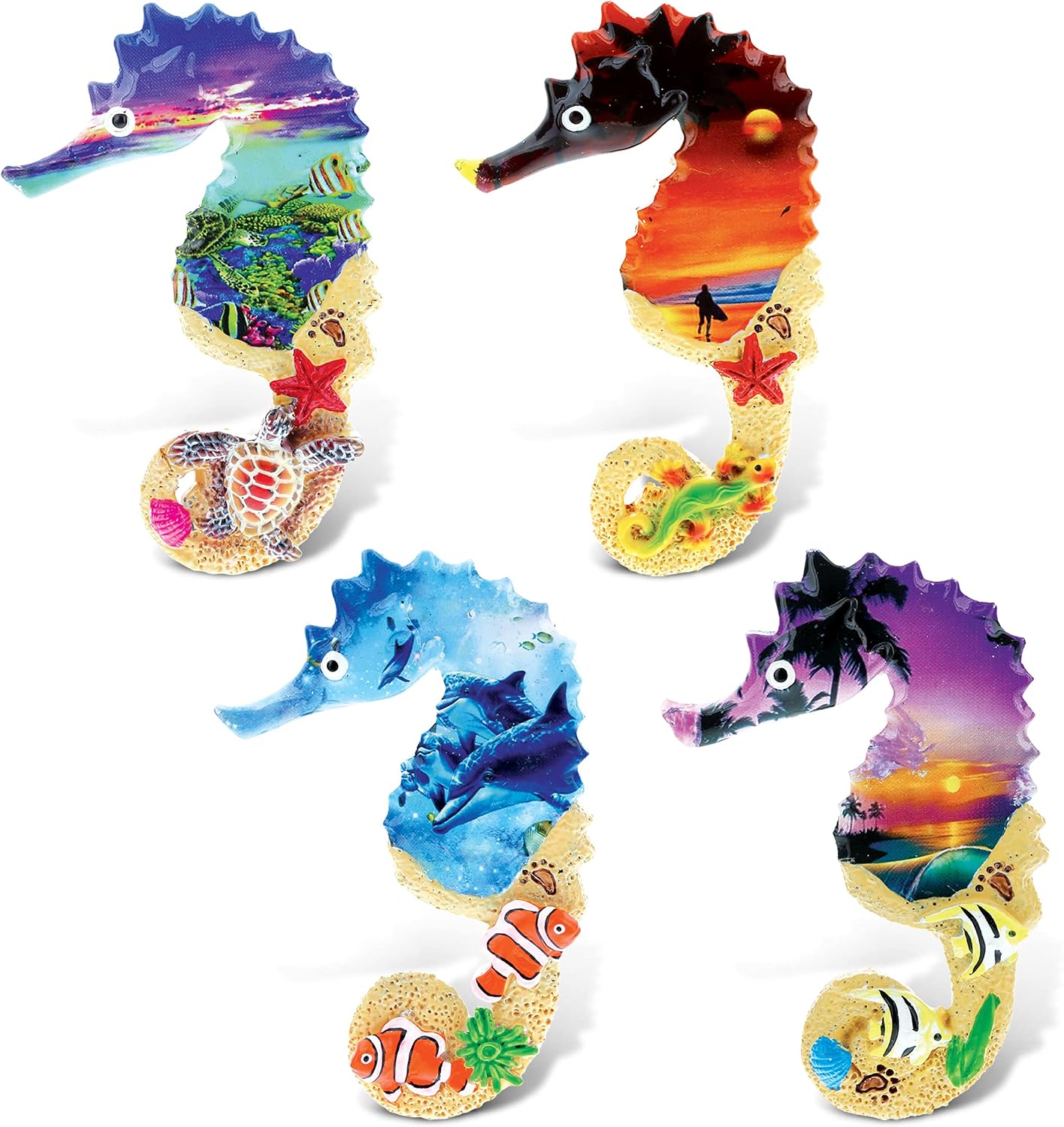 CoTa Global Assorted Resin Seahorse Summer Fridge Magnets - 4 Packs