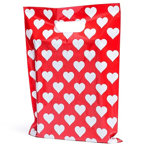 100 bolsas de corazones blancos para pequeñas empresas, bolsas de mercancía de 9 x 12 pulgadas, bolsas de mercancía extra gruesas y brillantes con