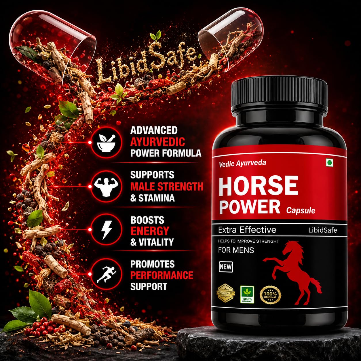Horse Power Pack Of 3 - may support Stamina Capsules for Men | Improved Formula for Maximum Stamina and Vitality | Boost stamina and Energy Levels — Amazon image 2