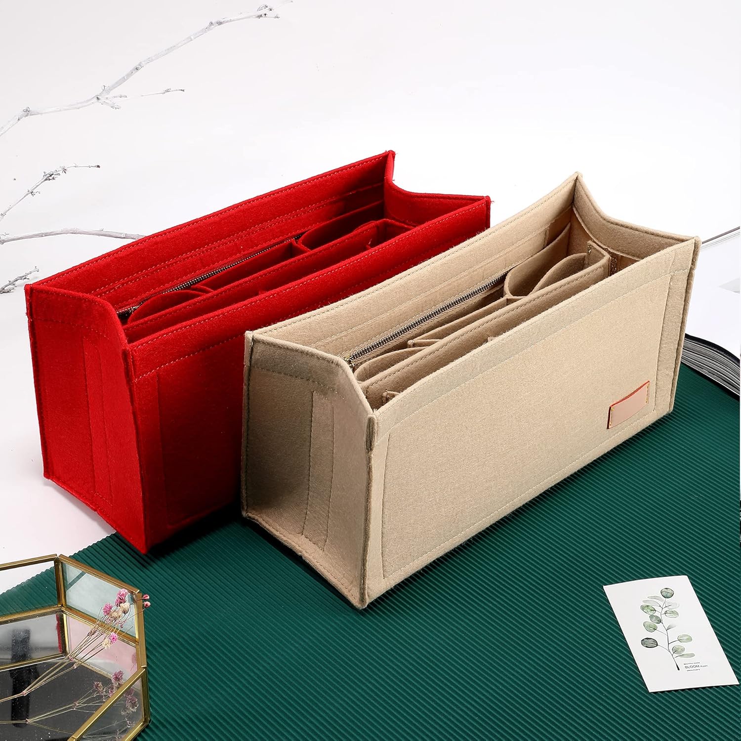 Bag Organizer Insert,Tote Bag Insert For On The Go GM, Handbag Inner Organizer,Handbag Storage,Tote Bags Felt Liner with Zipper (Beige,XL) - Image 7