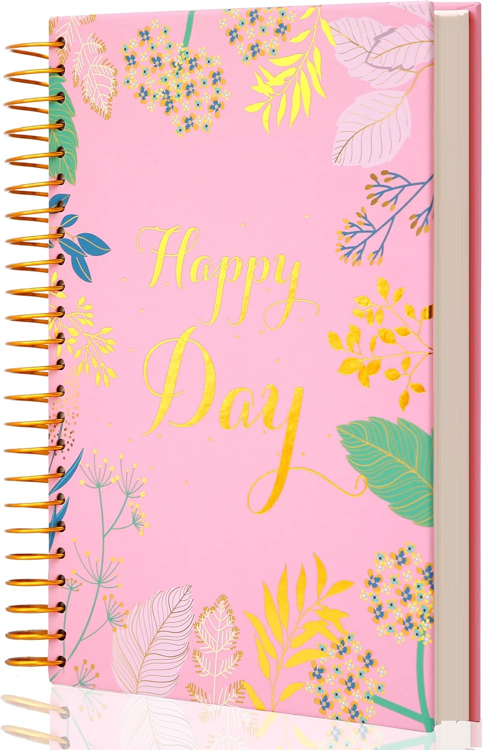 Floral Journal Spiral Notebook, Notes Journal Womens Notebook, College Ruled Pages, Perfect for School, Office & Home, Bold Golden Wire Binding, 180°Lay-Flat, 150 Sheets, 5.6" x 8.3"，Dark Blue : Office Products