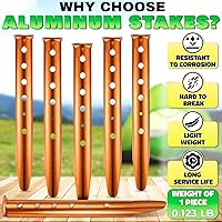 Vista 3 de 6 Pack Snow Stakes for Winter - 12.6" Lightweight Aluminum Tent Stakes for Sand, Snow & Soft Ground, Vibrant Color and Wind-Resistant, Durable and