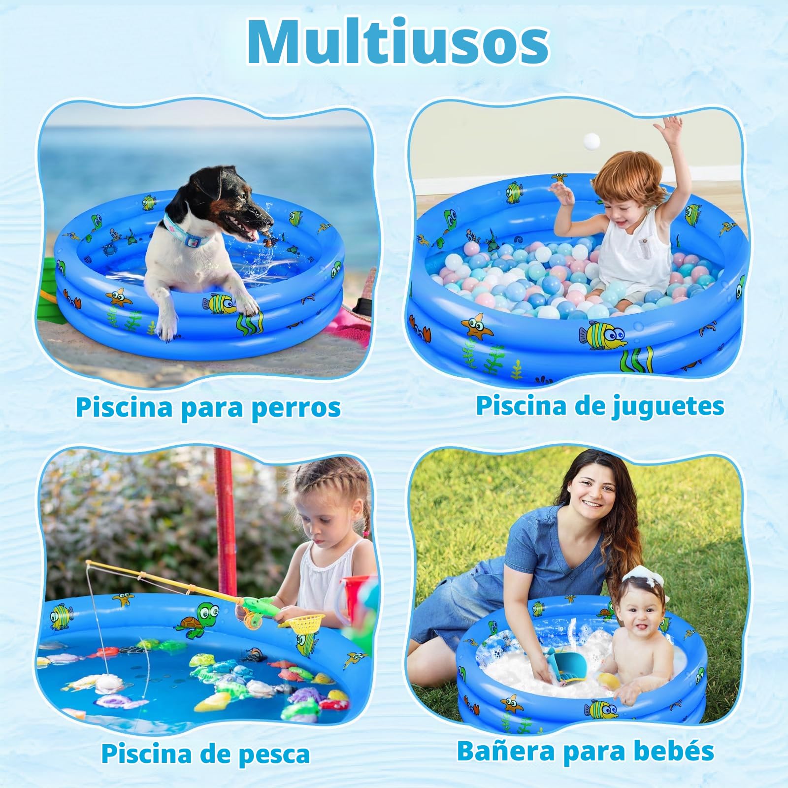 Piscina Hinchable Infantil ø 100 cm, Piscina Inflable, Piscina Hinchable, Piscina para Jardín Trasero Interior