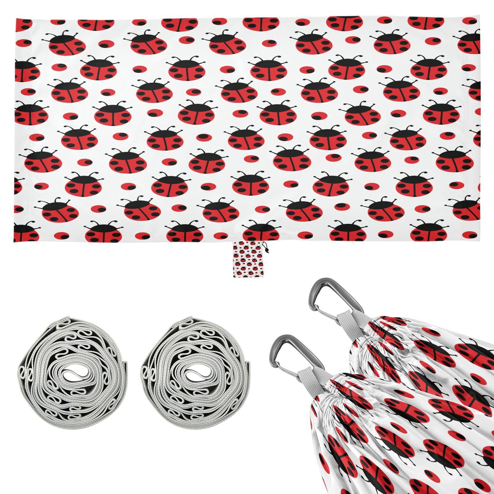 ATTX Ladybug Camping Hammock - Lightweight & Portable Hammocks, Heavy Duty 330lbs Capacity for Indoor, Hiking, Backpacking, Travel, Backyard, Beach#140