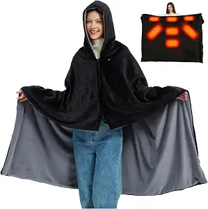 Large Heated Blanket Poncho Shawl Battery Powered, 63x47 inches