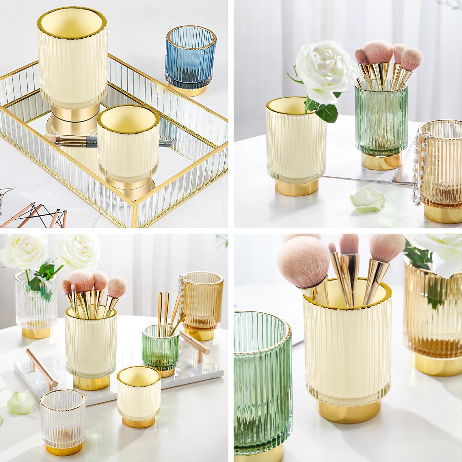 DASITON Makeup Brush Holder Organiser, Crystal Cosmetic Make Up Brush Holder, Glass Makeup Brushes Storage Organiser - Image 4
