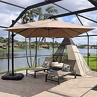 Vista 17 de PURPLE LEAF Sombrilla de Patio de 8 Pies para Exteriores Sombrilla Cantilever Cuadrada de Aluminio Sombrilla Offset con Rotación de 360 Grados