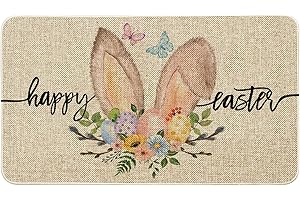 Happy Easter Doormat Home Decor Easter Door Mat Outdoor Welcome Mat Bunny...