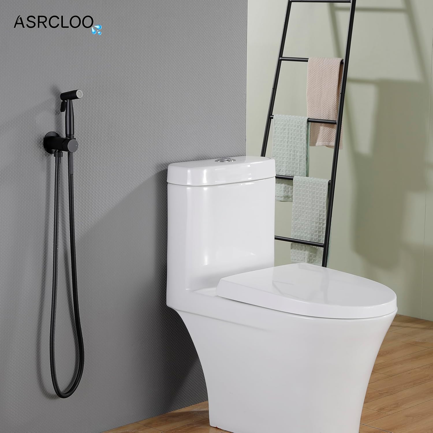 Black Bidet Sprayer Handheld, Stainless Steel Adjustable 2-Mode Spray with Brass Hot & Cold Mixer Valve, Toilet Bidet Kit for Feminine Wash, Diaper Sprayer and Pet Bath