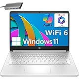 HP 14" Laptop, 1 Year Office 365&AI-Copilot, Intel Processor N150(up to 3.6 GHz), 4G RAM, 256GB Storage (128GB UFS + 128GB Docking Station Set), Long Battery Life, WiFi 6, Windows 11 S, Silver