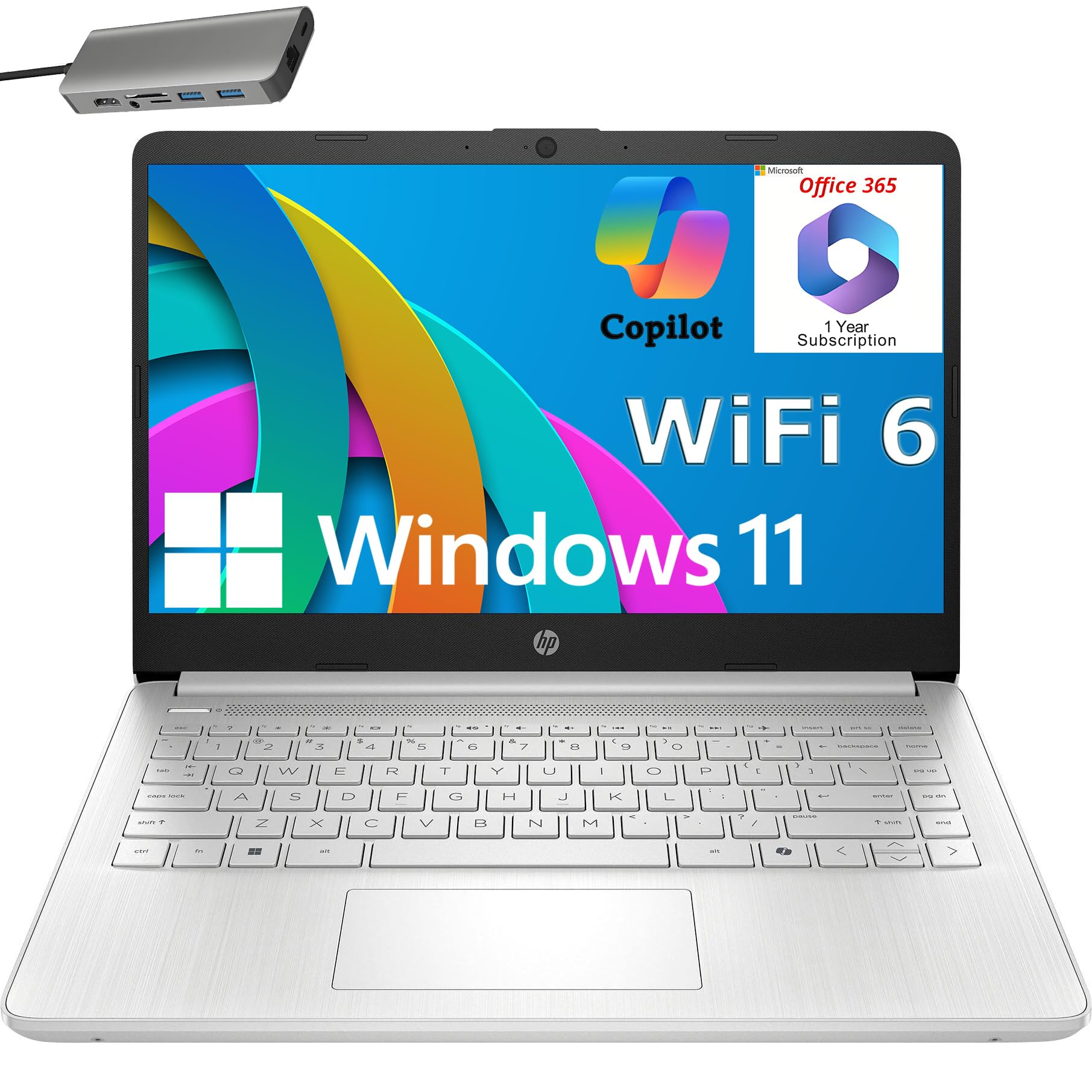 HP Touchscreen Laptop Computer for College Student Home Study, 1-Year Office 365, 4GB DDR4 RAM, 64GB eMMC, Intel Processor, 14 inch, WiFi 6, Bluetooth, Webcam, Type-C, HDMI, Pale Gold, Windows 11 S