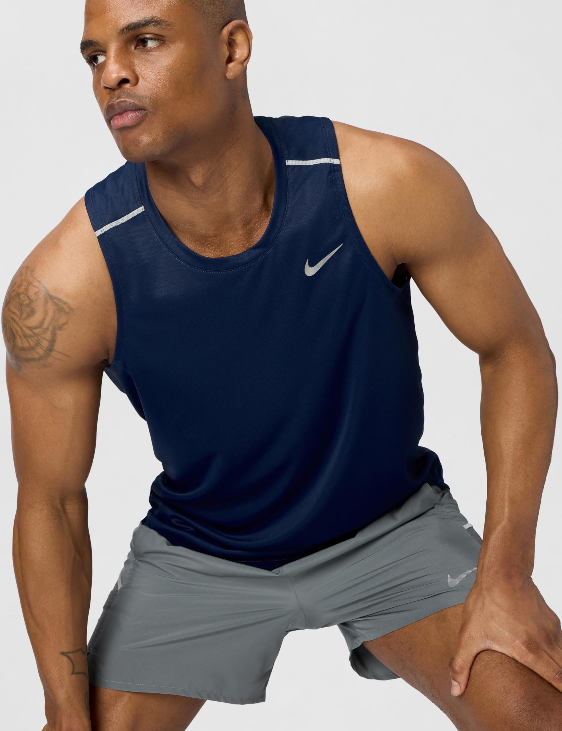 Nike Canotta da Uomo DF Miler Midnight Navy/Reflective Silv, XL
