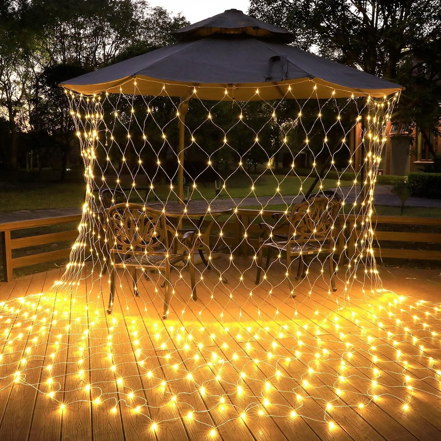Siatka Oświetleniowa Zewnętrzna, Wodoodporna, 880 Diod LED, Sznur Wróżek Z 8 Trybami, Do Owijania Choinki, Trawnika, Patio(Warm White,10m x 8m 2000led)