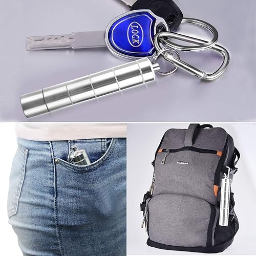 Miniatura 6 de Floor88 - Paquete de 2 pastilleros portátiles, 5 compartimentos, pastillero de aleación de aluminio, organizador de medicamentos impermeable, mini