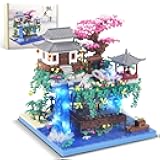 3320PCS Peach Blossom Pond Bonsai Tree Building Block Kit,Chinese Sakura Architecture Micro Mini Building Blocks(Not Compatible with Lego Size),Exquisite Choices for 14+ Kids Or Adults
