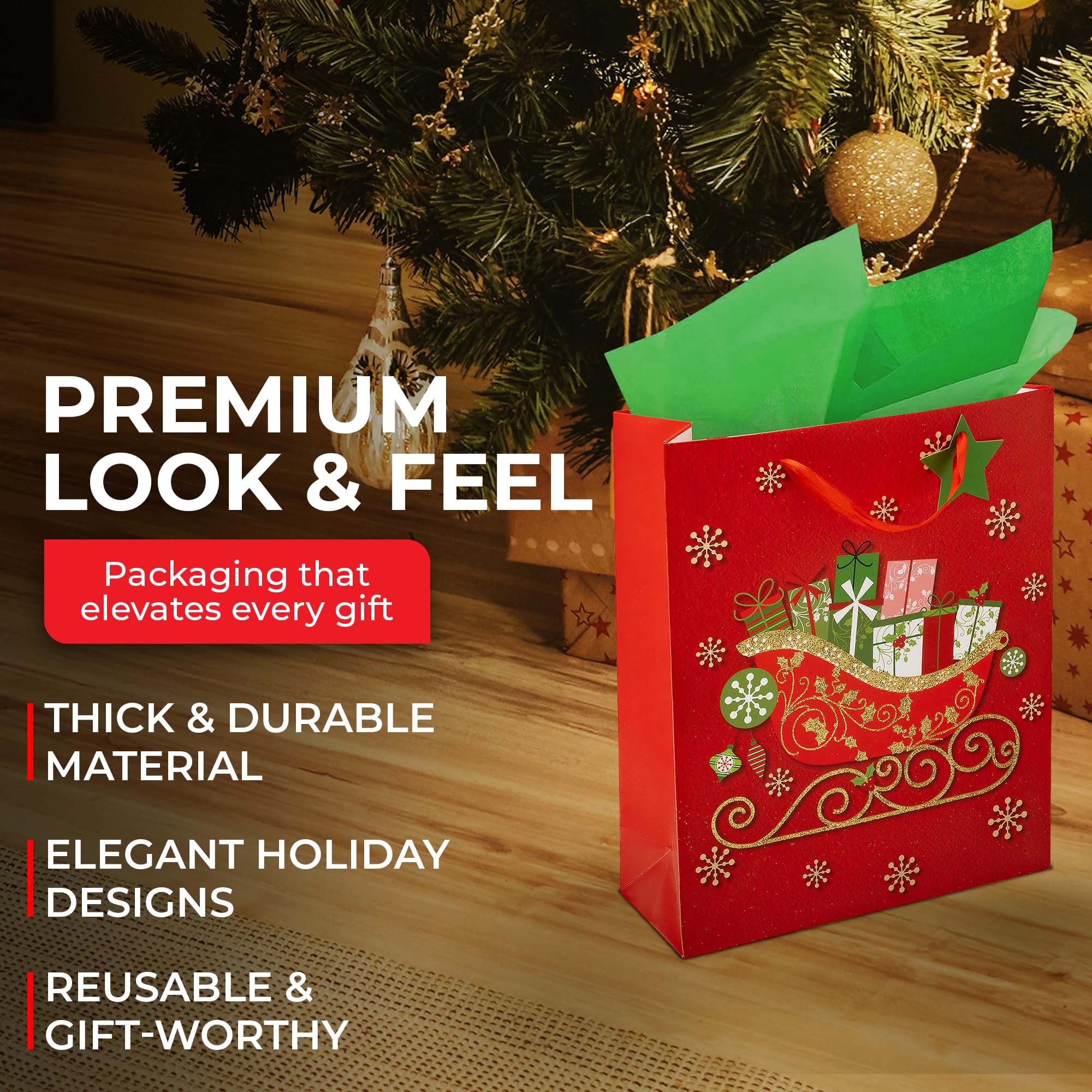 STYPOP 6 Pack 13 Large Christmas Gift Bags With Djibouti