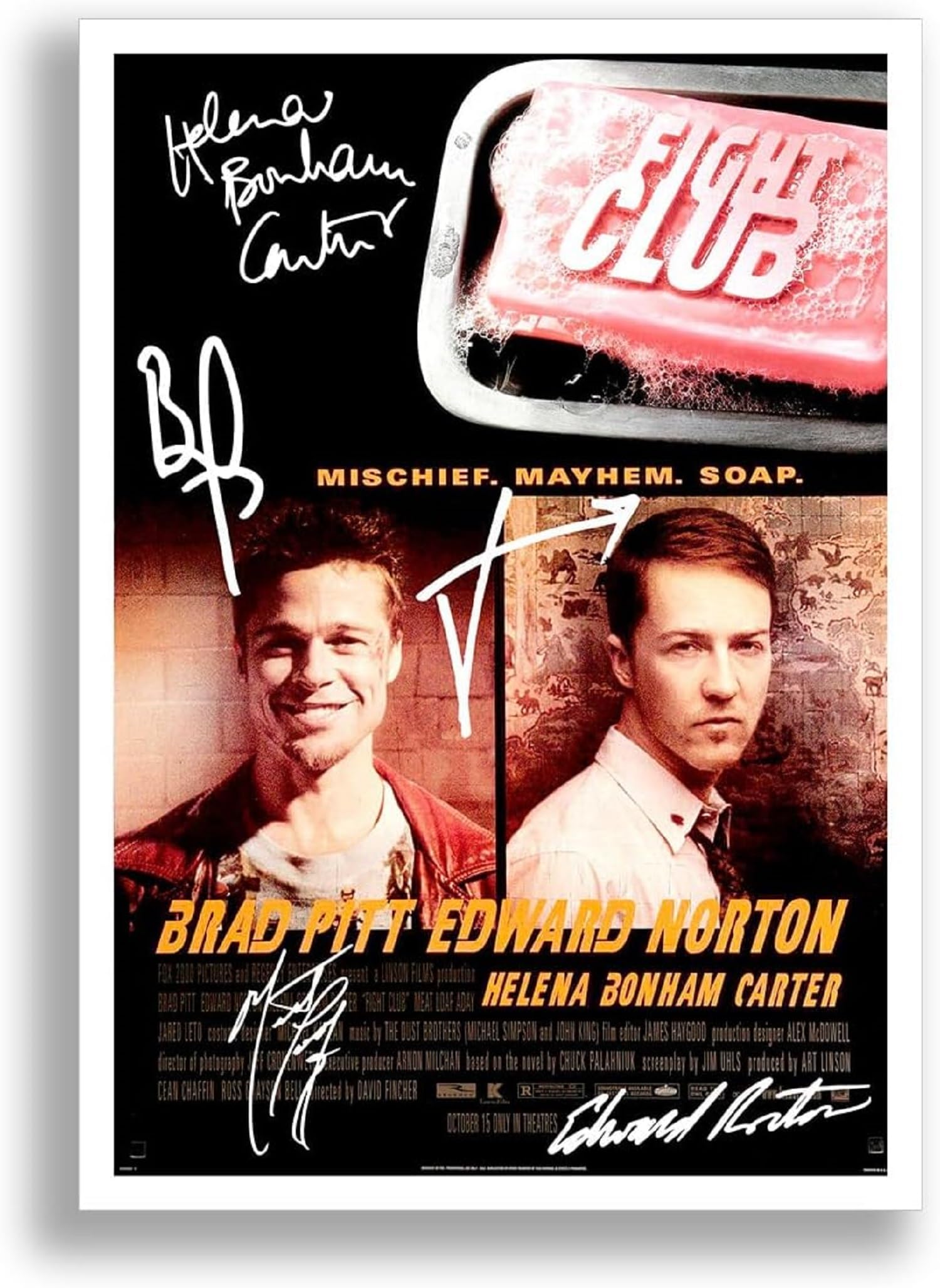 Fight Club Cast Signed A4 Poster Photo Print Framed Autograph Gift Movie Film (A3 POSTER ONLY)