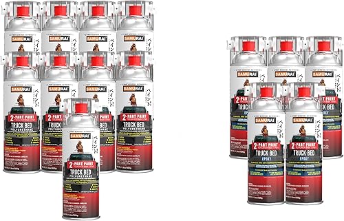 SAMURAI Pintura en aerosol de 2 partes para caja de camioneta, revestimiento texturizado granular de poliuretano e imprimación epoxi (blanco, caja