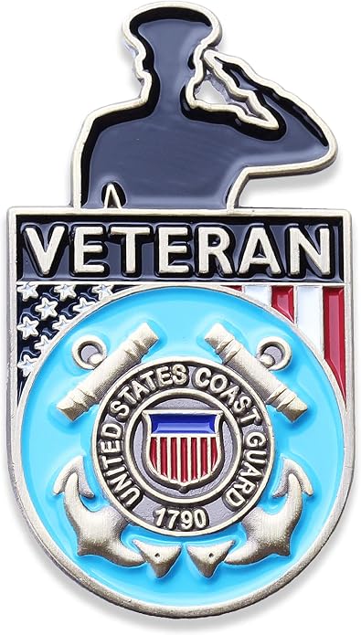 Coast Guard Salute Veteran Lapel Pin - US Coast Guard Veterans Hat Pin - USCG Veteran Pins - Vet Owned Company! Officially Licensed Product