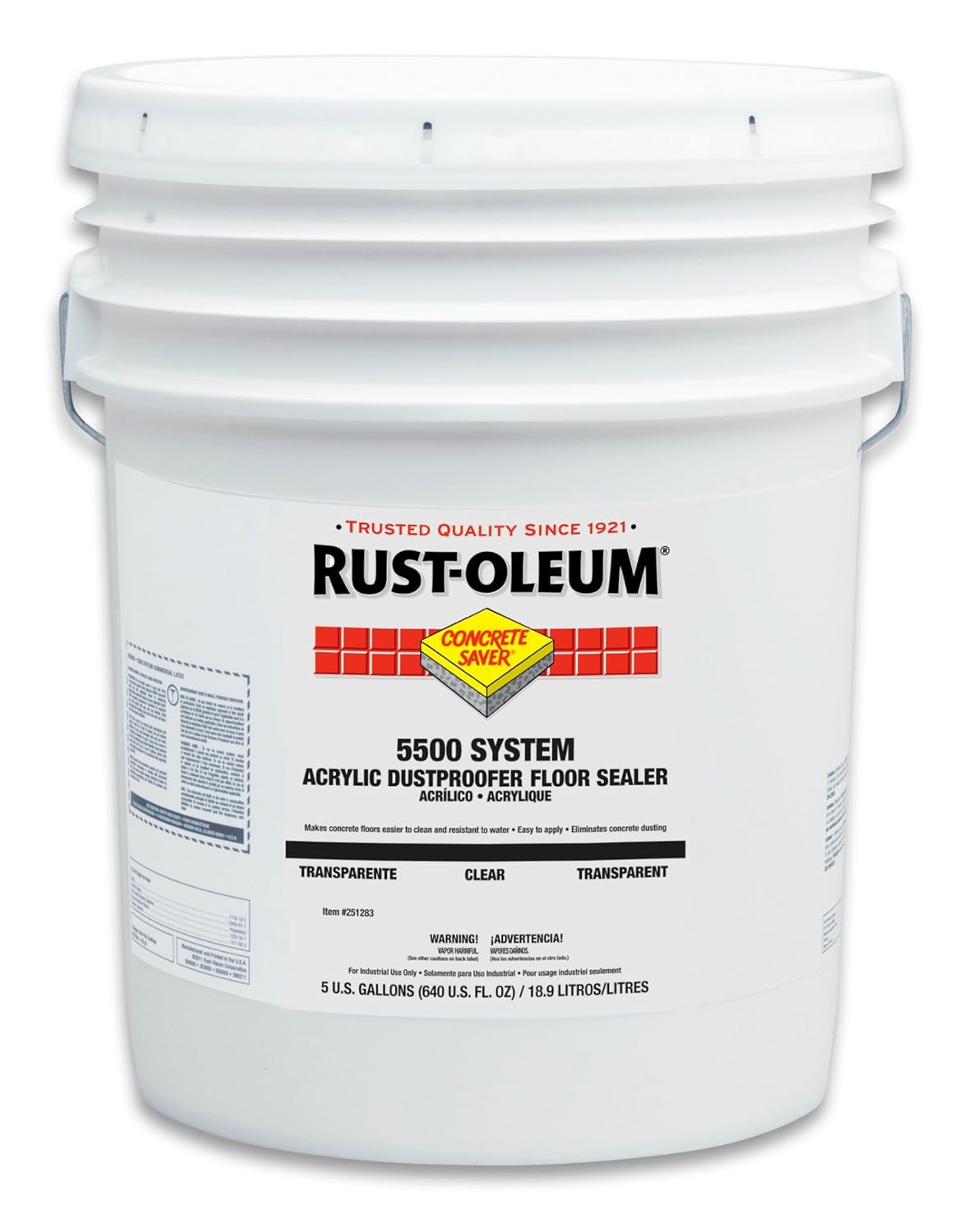 Rust-Oleum 251283 Concrete Saver 5500 System Acrylic Dust Proofer Floor Sealer, 5-Gallon, Clear