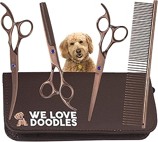 We Love Doodles Dog Grooming Scissors Kit - Dog Grooming Shears - Curved Dog Grooming Scissors - Thinning Scissors For Dogs - Best Grooming Scissors For Goldendoodles