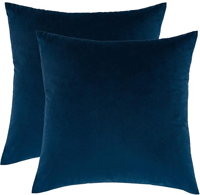 Amazon Brand - Umi Cushion Covers 45 x 45 Set of 2, Luxurious Velvet Decorative Throw Pillow Cases 2 Pack for Sofa Chair Living room, Navy Blue