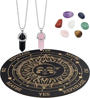 Knana Pendulum Board Set - Sun Moon, 8 Inch - Dowsing Divination, Witchcraft Wiccan Altar Supplies, Adult Unisex