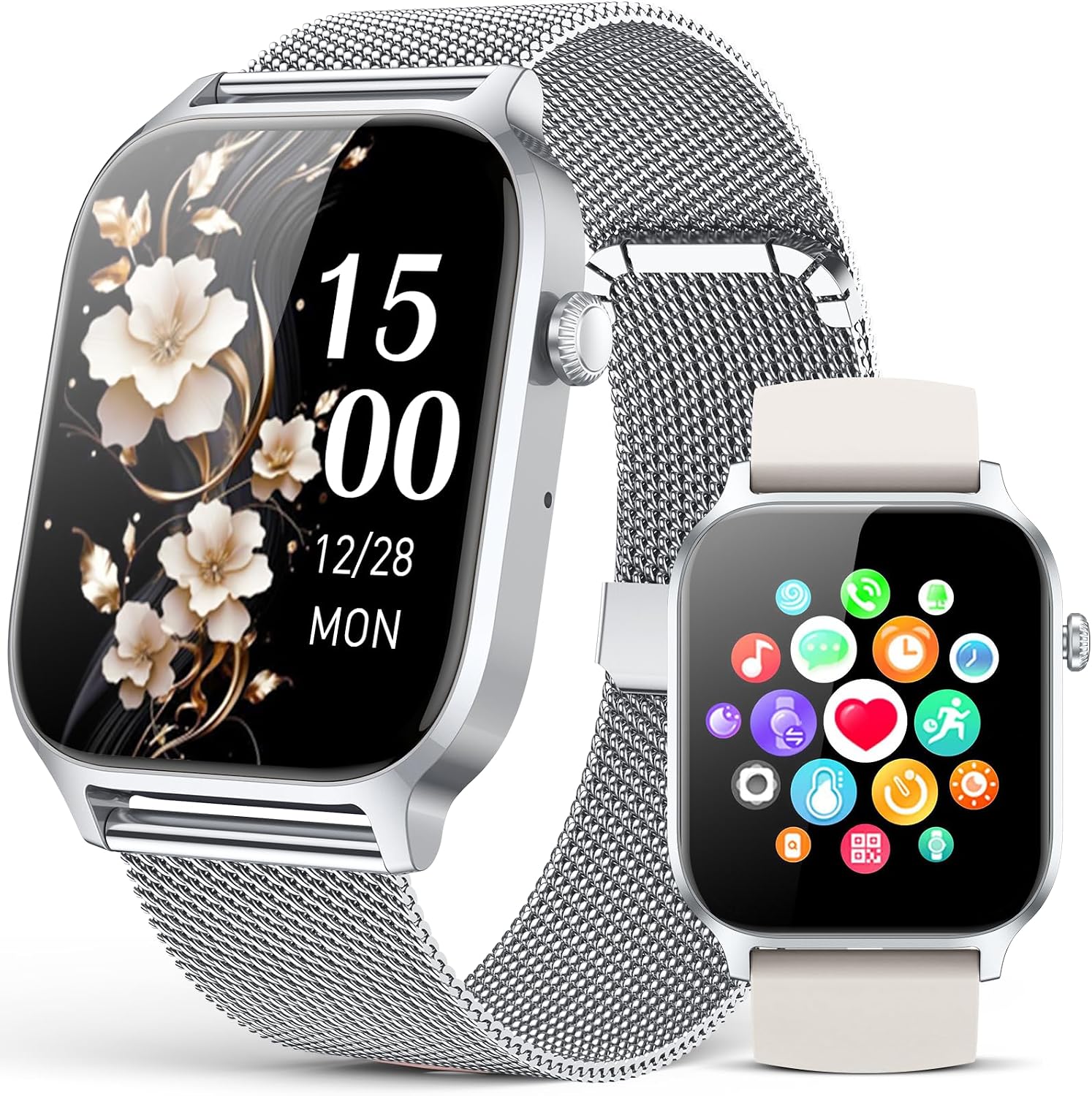 Smart Watches for Women (Calls/Reminders), 1.85" HD Smart Watch for Android Phones & iPhone Compatible, 120+ Sport Modes Fitness Watch, Heart Rate/SpO2/Sleep Tracker, IP68 Waterproof
