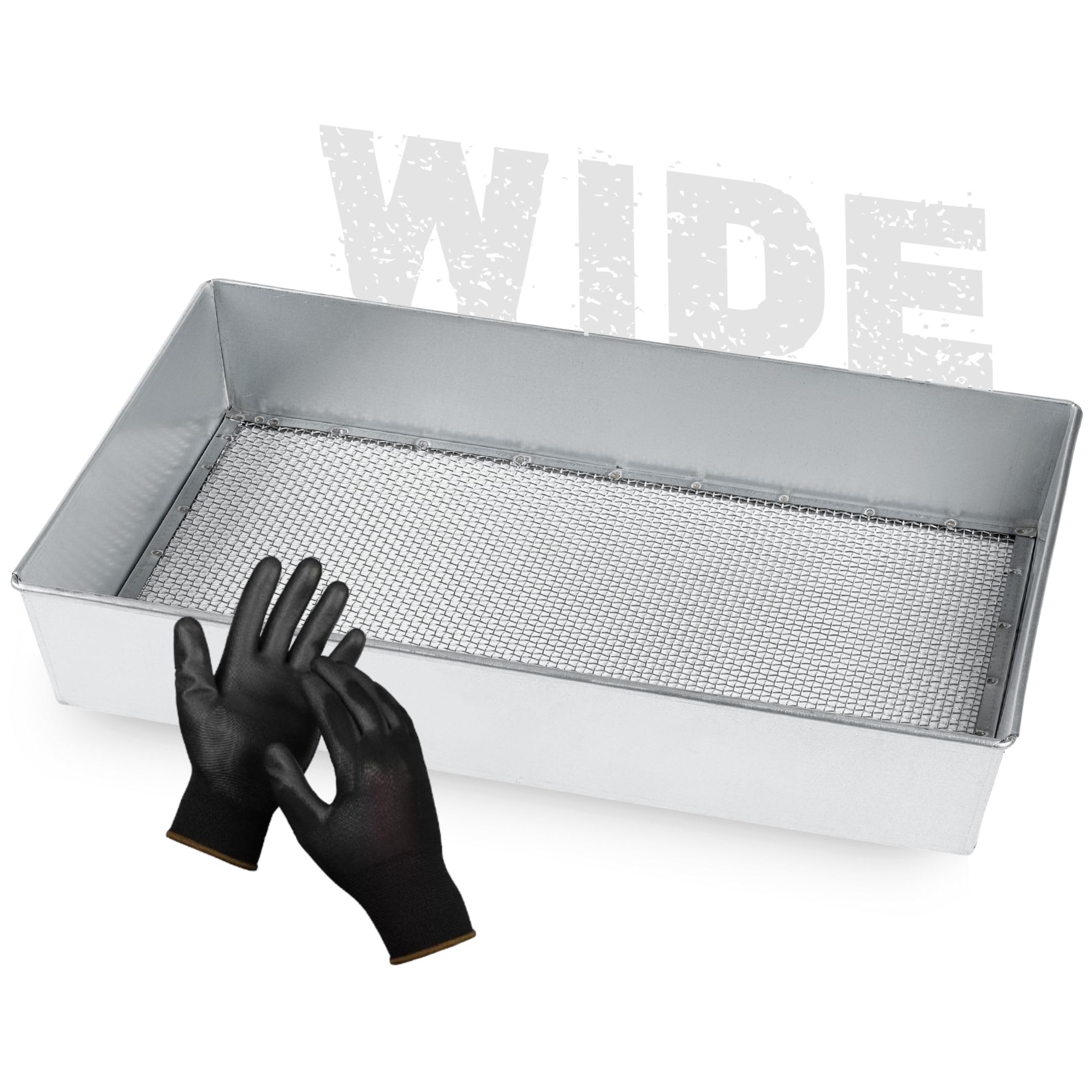 Wide Soil Sifter, 1/8-inch Galvanized Garden Sieve with Gloves