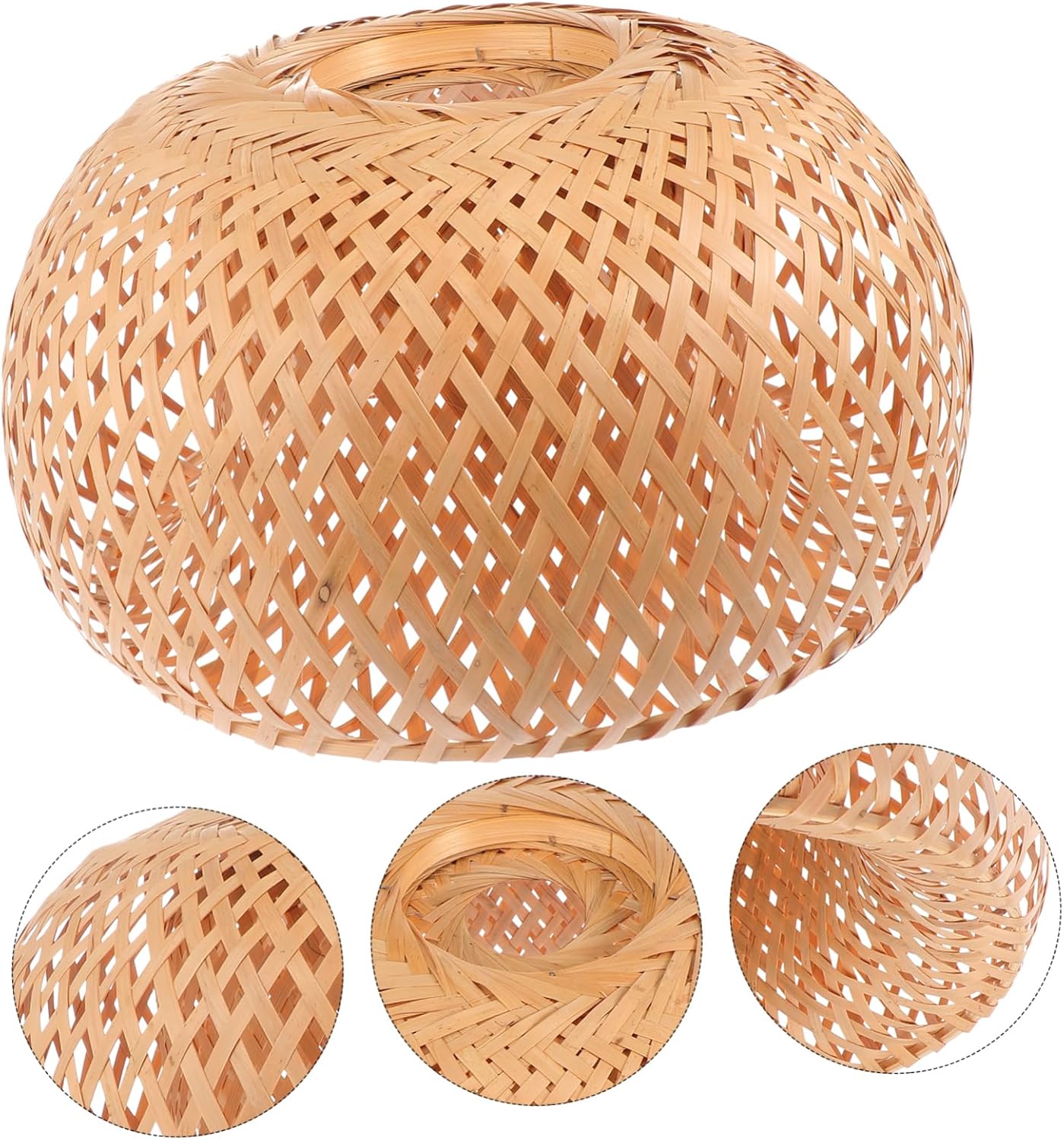 1pc Woven Lampshade Rustic Khaki Pendant Light Cover for Dining Room and Home Decor Natural Light Accessory