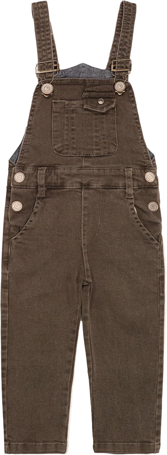 KIDSCOOL SPACE Baby Little Girls Canvas Slim-fit Overalls,Toddler Boys Ripped Holes Casual Workwear